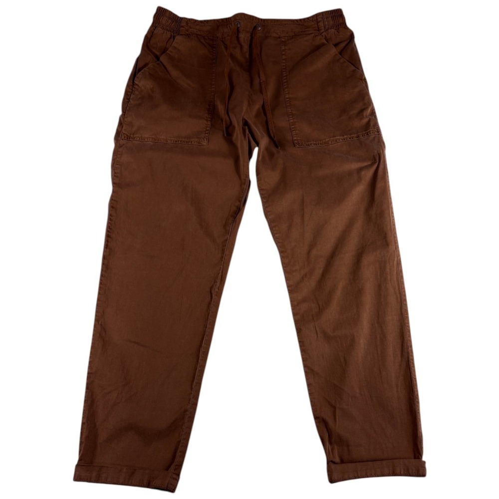 Orvis Jogger Pants Women Medium Brown Relaxed Fit Straight Leg Drawstring Casual - Picture 1 of 7
